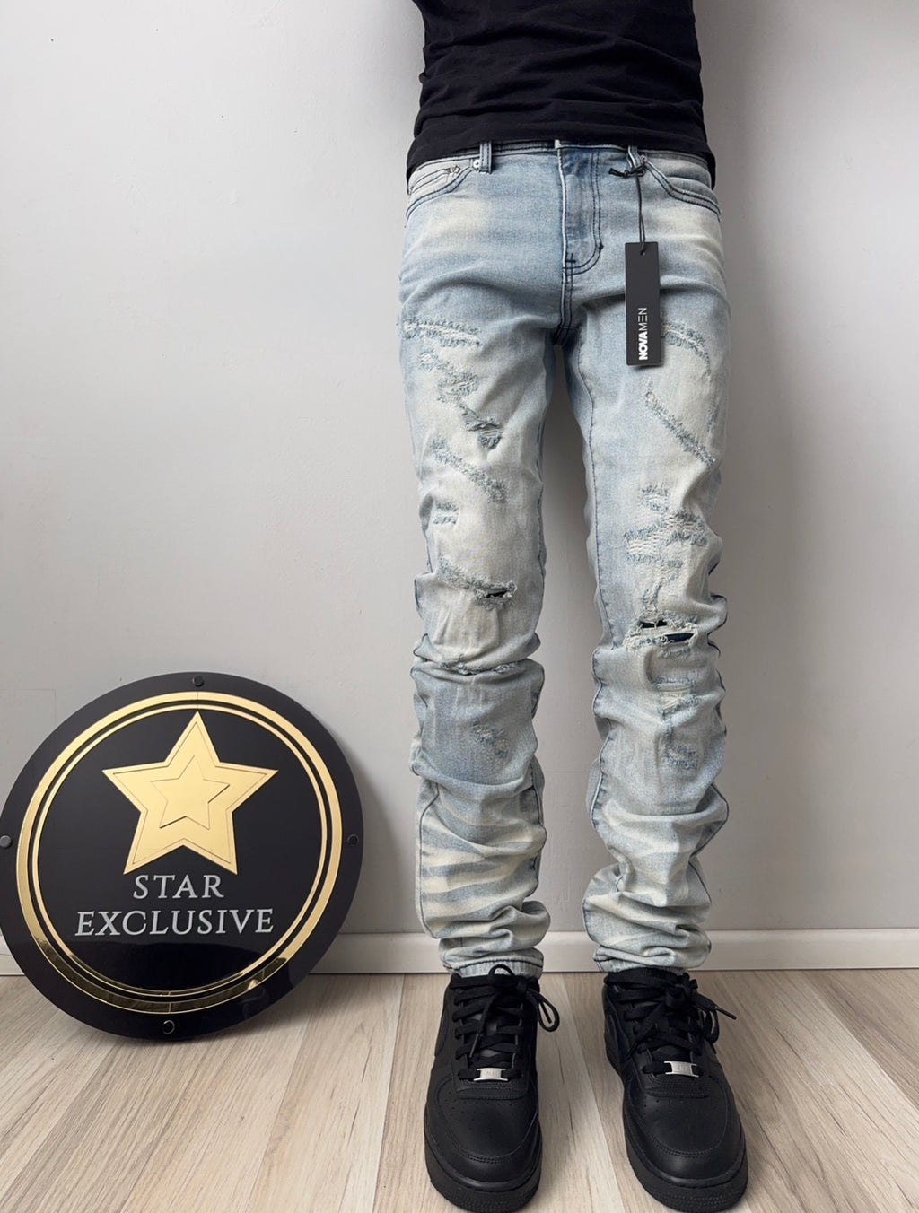 Jeans Fashion Nova Skinny Azul Deslavado